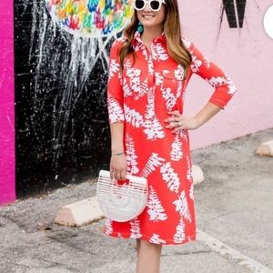 Persifor Fiddlehead Winpenny Collared Shift Dress in Cayenne Women's Sze M NEW!